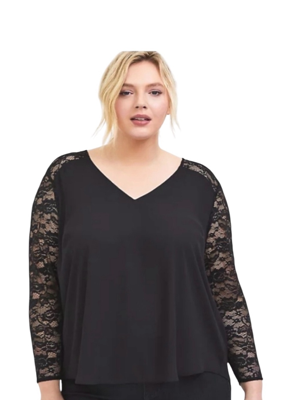 torrid Black Lace V-Neck Blouse